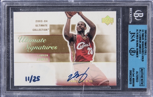 2003-04 Ultimate Collection “Ultimate Signatures Gold” #LJ LeBron James Signed Rookie Card - BGS/JSA Authentic
